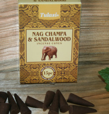 Пилкові пахощі конуси Наг Чампа - Сандал. Nag Champa & Sandal Wood. Tulasi